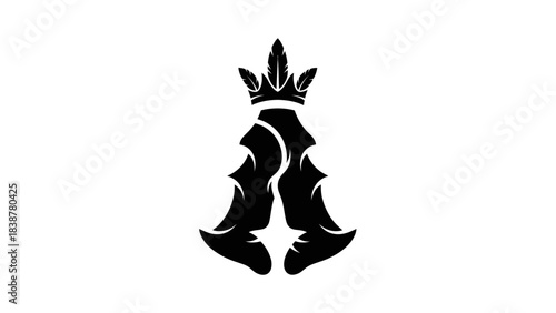 Abstract tribal feather crown logo design with ethnic inspired elements.