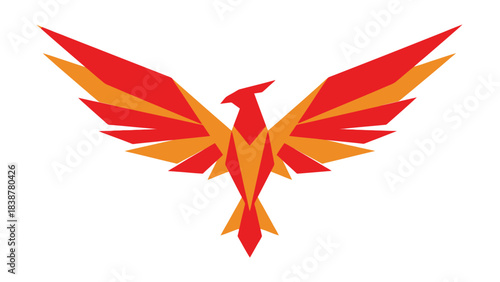 Geometric phoenix bird logo on white background.
