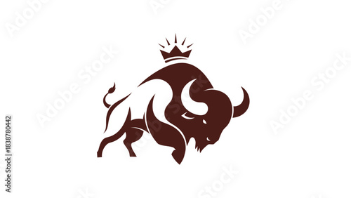 Majestic American bison with a crown logo design