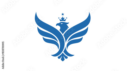 Blue eagle with crown and stars emblem