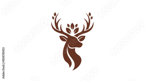 Elegant Deer Head Logo with Nature-Inspired Antlers