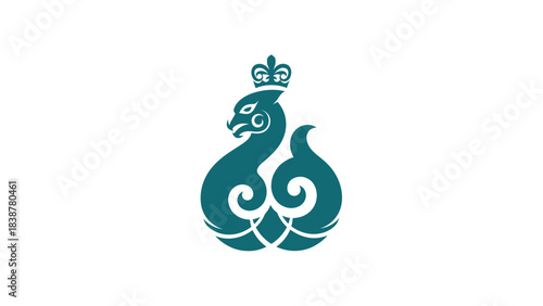 Stylized mythical creature with crown