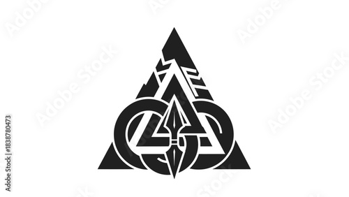 Viking symbol with triangle and runes