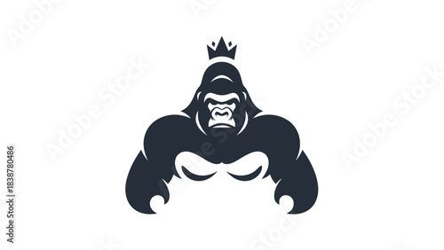 Powerful King Gorilla Logo Design with Crown