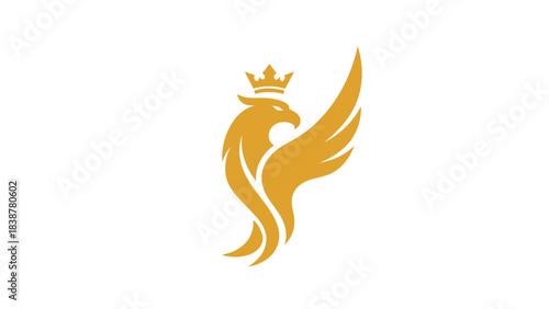 Elegant Golden Eagle Logo with Crown