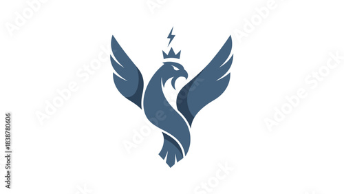 Majestic eagle with crown and lightning bolt emblem