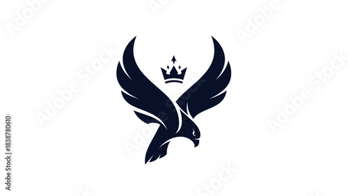 Majestic royal eagle logo with spread wings and crown.