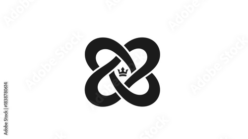 Stylized Celtic knot with a crown in the center.