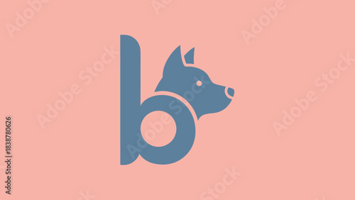 Stylized letter B combined with a dog's head logo design on a pink background.