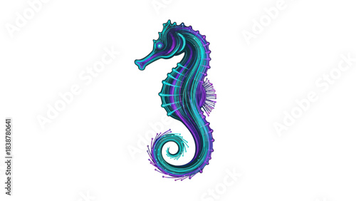 Vibrant Seahorse Illustration in Abstract Style