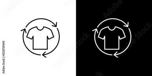 Eco-Friendly Clothing Recycling Line Art Icon. Sustainable Fashion and Textile Waste Reduction Vector Symbol. Reusable Apparel Cycle Graphic Design for Environmental Initiatives