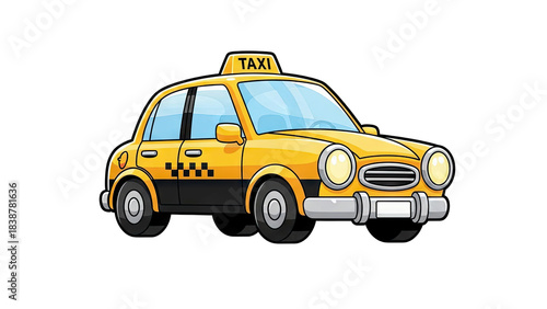 Yellow Taxi Car on White Background
