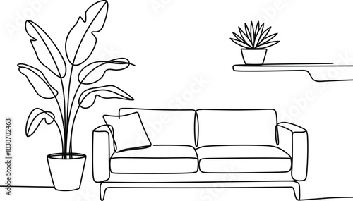 Modern, comfortable leather sofa in a contemporary living room interior design