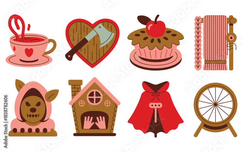 Fairy tale inspired icons with a dark and whimsical theme teacup heart