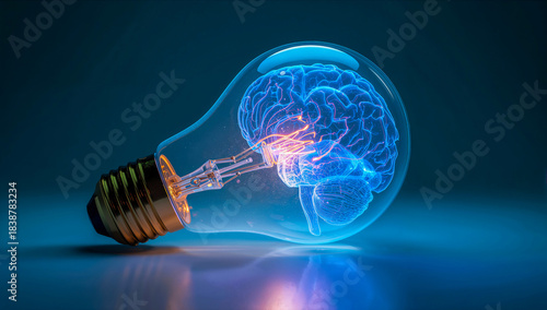 Brain idea lightbulb innovation intelligence creativity knowledge mind