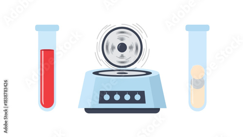Laboratory equipment centrifuge and test tubes with samples