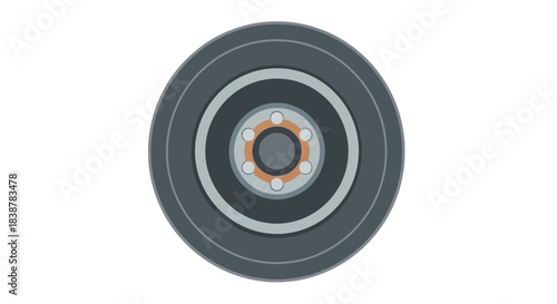 Graphic illustration of a vehicle wheel and tire, a modern automotive component vector icon for transport designs