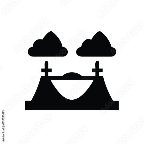 Canyon silhouette with river and clouds