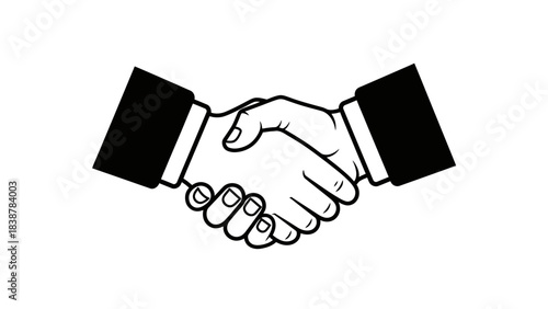 Handshake Icon Silhouette – Business Agreement and Partnership Symbol Illustration