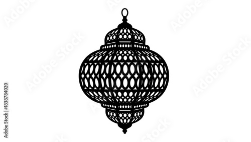 Ornate Hanging Lantern Silhouette – Decorative Traditional Lamp Illustration