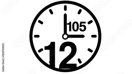 Analog Clock Icon Showing 10:05 – Minimalist Timepiece Design Illustration