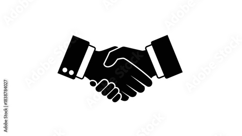 Handshake Icon Silhouette – Business Agreement and Partnership Symbol Illustration