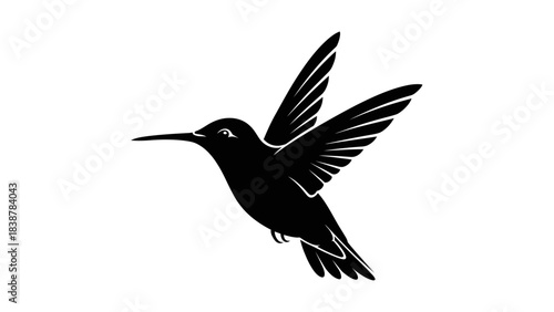 Hummingbird Silhouette Icon – Elegant Flying Bird Symbol in Black and White