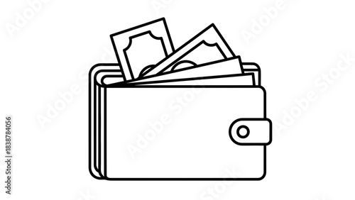Wallet with Money Icon – Cash Payment and Finance Symbol Illustration