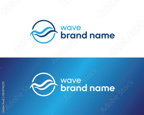 abstract wave initials m inside circle logo design template