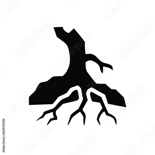 Tree Silhouette with Exposed Roots Icon