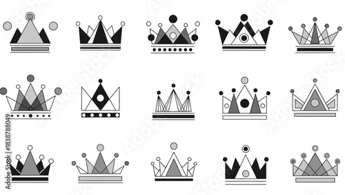Geometric and Minimalist Crown Icons Collection