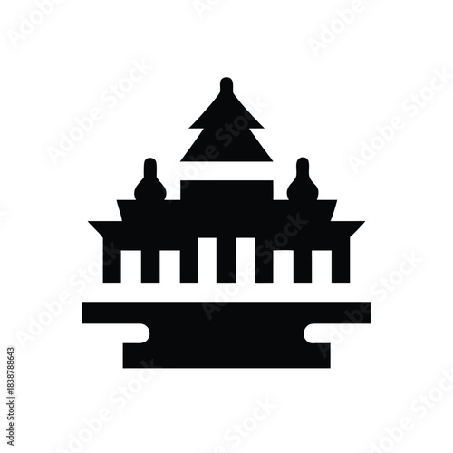 Silhouette Of A Traditional Building On Water