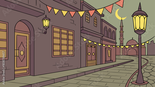 Glowing Mosque Windows in Jewel Tones – Islamic Stained Glass Illustration