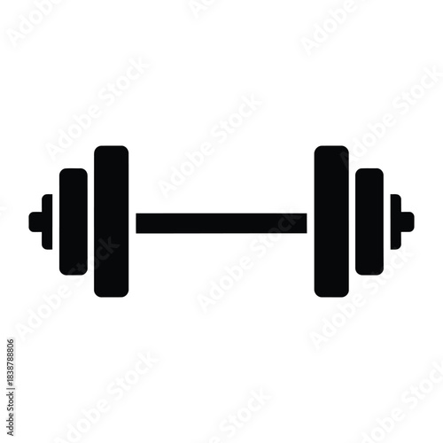 Barbell with weights for bodybuilding and strength training silhouette
