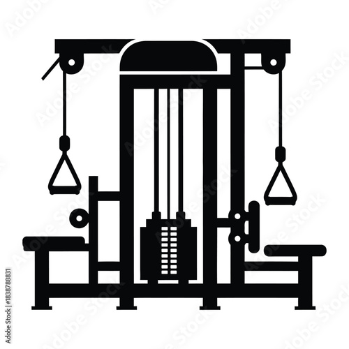 Cable crossover machine for functional gym workout silhouette