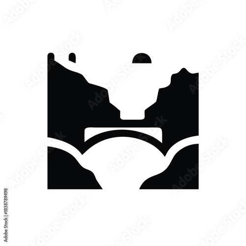 Stylized Silhouette of Canyon Bridge Landscape