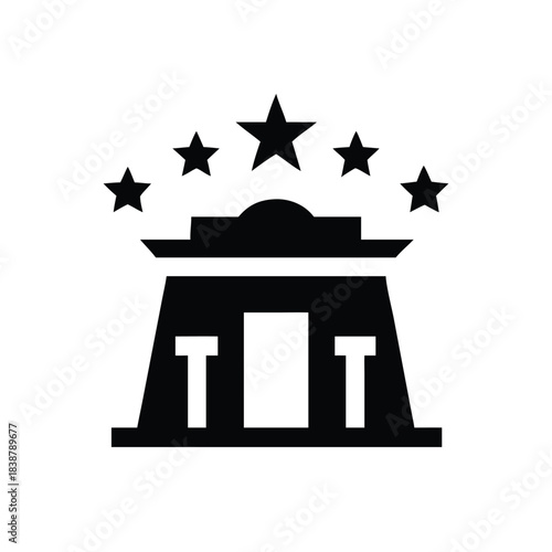 Luxury Hotel Icon With Stars Silhouette