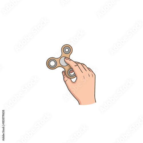 Illustrative depiction of hand activating a spinning object, evoking a sense of relaxation and