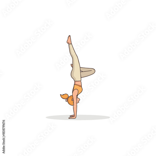 Isolated yoga posture representation handstand variation emphasizing balance and flexibility