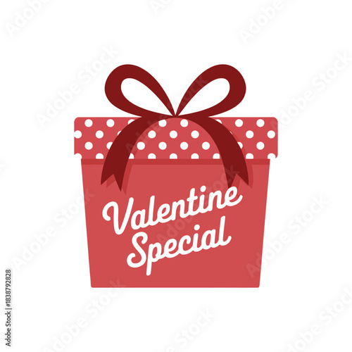 Red gift box with ribbon illustration for holiday celebration