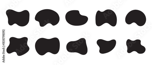 Abstract set of organic liquid shapes and fluid irregular blobs for modern design elements.