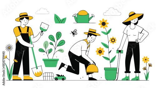 A collection of illustrations depicting diverse individuals of various ages, ethnicities, and professions..eps