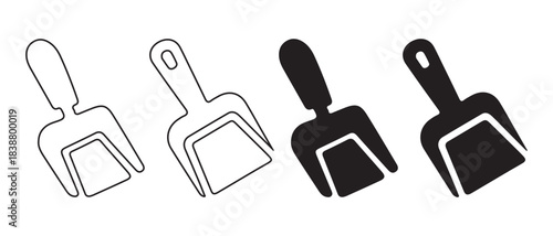 scoop or dustpan tool icons. on white background