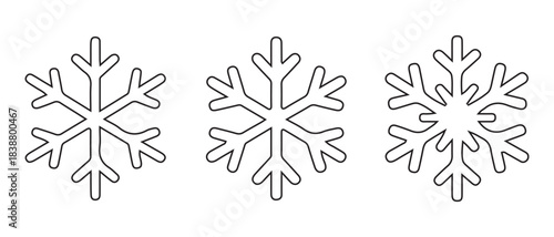 Snowflake outlines for winter and holiday design elements.