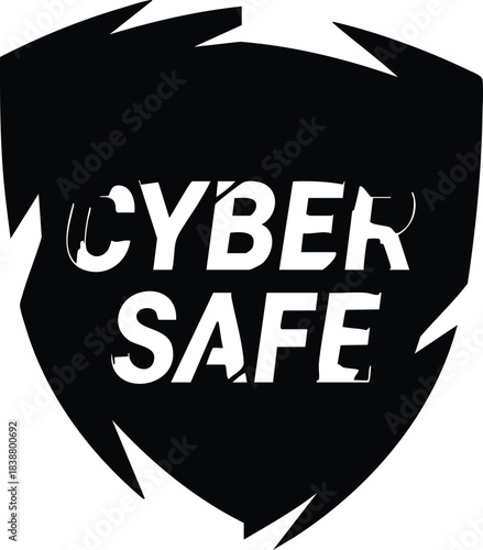 Cybersecurity shield with cyber safe text modern technology and online security concept design