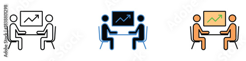 Business Meeting icon vector. business growth, data analysis, and strategic discussion symbol. vector illustration.