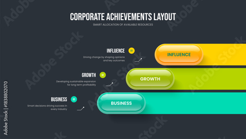 Investor Innovation 3 Element Diagram Slideshow Layout. Service Introduction Three Option Infographic Slide Template. Product Campaign Presentation Design Vector Illustration.