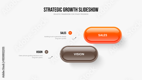 Investor Insight 2 Element Infographic Slide Design. Marketing Introduction Frame Layout Vector Illustration. Enterprise Plan Two Step Diagram Presentation Template.