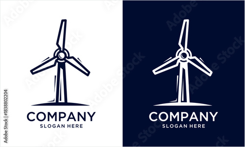 Wind turbine logo design with clean modern minimalist style.