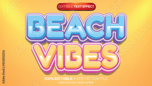 3D text effect beach vibes theme